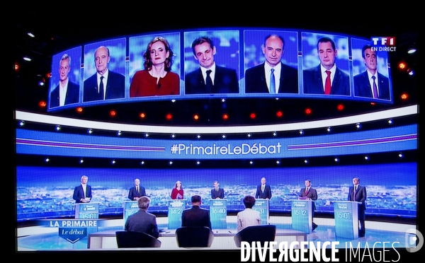 1er débat télévisé organisé par TF1, RTL et Le Figaro, entre les sept candidats aux primaires de la droite et du centre.