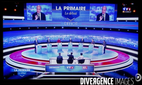 1er débat télévisé organisé par TF1, RTL et Le Figaro, entre les sept candidats aux primaires de la droite et du centre.