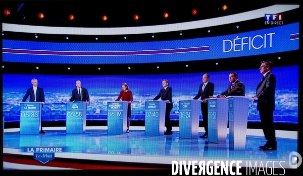 1er débat télévisé organisé par TF1, RTL et Le Figaro, entre les sept candidats aux primaires de la droite et du centre.