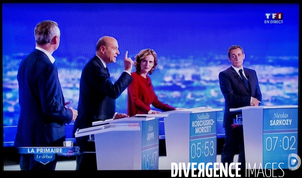 1er débat télévisé organisé par TF1, RTL et Le Figaro, entre les sept candidats aux primaires de la droite et du centre.