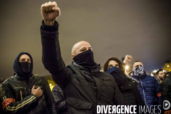 Action des policiers en colère.