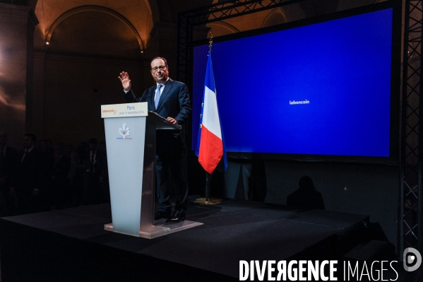 François Hollande à l anniversaire du site  Le bon coin .