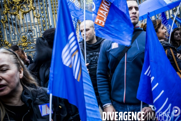 Rassemblement intersyndical de policiers.