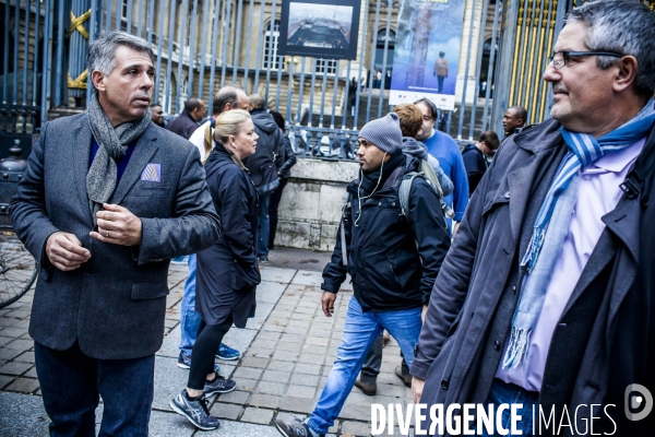 Rassemblement intersyndical de policiers.