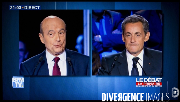 Captures d écran du 2d débat télévisé de la primaire de la droite et du centre sur BFM tv et I-Télé.