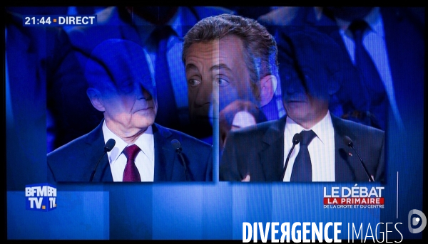 Captures d écran du 2d débat télévisé de la primaire de la droite et du centre sur BFM tv et I-Télé.