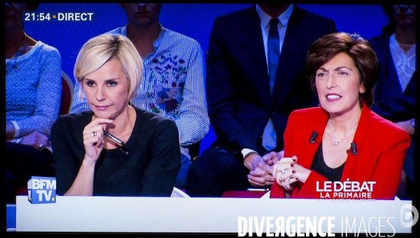 Captures d écran du 2d débat télévisé de la primaire de la droite et du centre sur BFM tv et I-Télé.