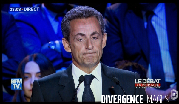 Captures d écran du 2d débat télévisé de la primaire de la droite et du centre sur BFM tv et I-Télé.