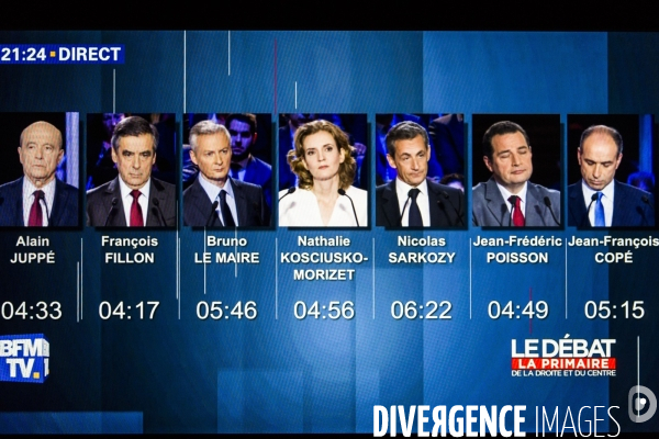 Captures d ecran, second debat télévisé pour la primaire de droite et du centre.