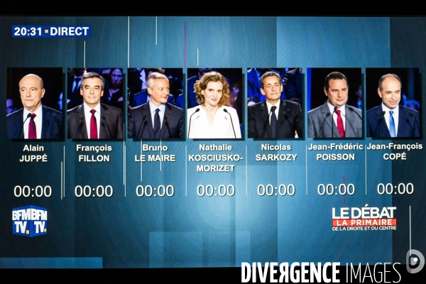 Captures d ecran, second debat télévisé pour la primaire de droite et du centre.