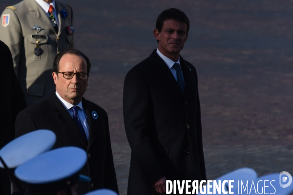 François Hollande et Manuel Valls aux cérémonies du 11 Novembre