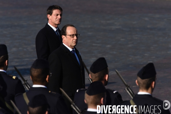 François Hollande et Manuel Valls aux cérémonies du 11 Novembre