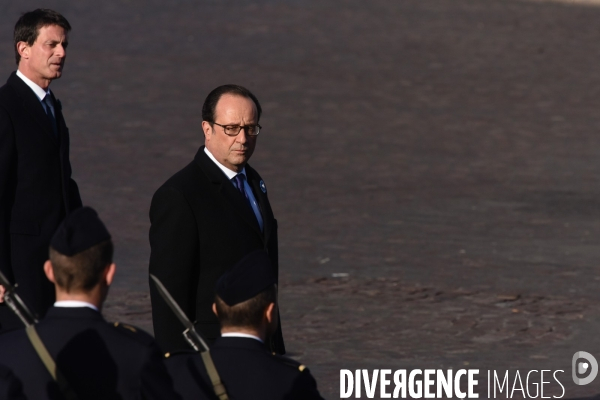 François Hollande et Manuel Valls aux cérémonies du 11 Novembre