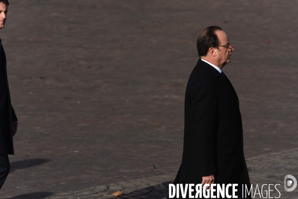 François Hollande et Manuel Valls aux cérémonies du 11 Novembre