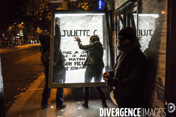 Action du collectif feministe insomnia a l occasion de la journee contre les violences faires aux femmes.