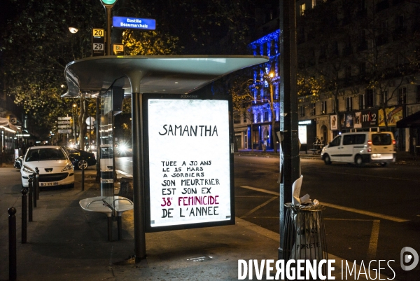 Action du collectif feministe insomnia a l occasion de la journee contre les violences faires aux femmes.