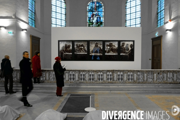 Illustration Decembre2016.Dans la chapelle de l ancien hopital Laennec, siege du groupe Kering et Balenciaga, sont exposes des oeuvres de la Collection Pinault .