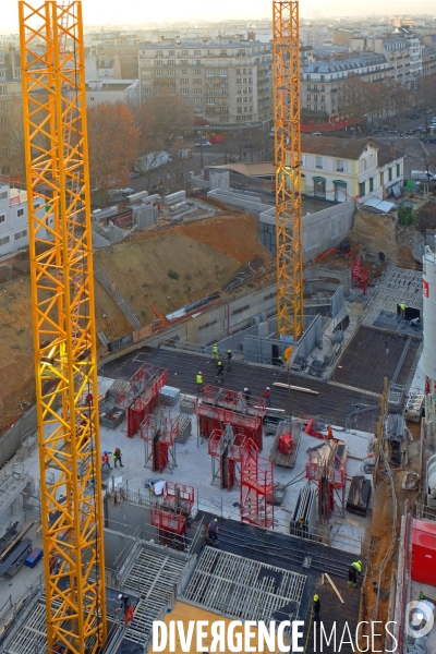 Illustration Decembre2016.Fondations en cours de construction d un immeuble de logement porte d Auteuil