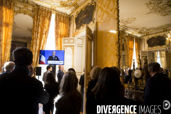 Voeux à la presse du premier ministre Bernard CAZENEUVE dans les salons de l hôtel Matignon