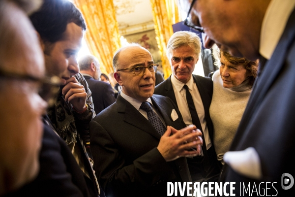 Voeux à la presse du premier ministre Bernard CAZENEUVE dans les salons de l hôtel Matignon