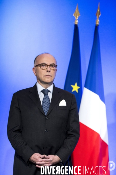 Voeux à la presse du premier ministre Bernard CAZENEUVE dans les salons de l hôtel Matignon