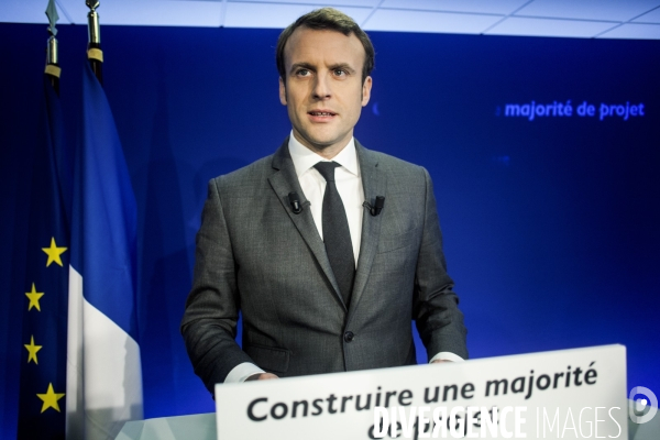 Conférence de Presse de Emmanuel Macron dans ses locaux de campagne Conférence de Presse de Emmanuel Macron dans ses locaux de campagne