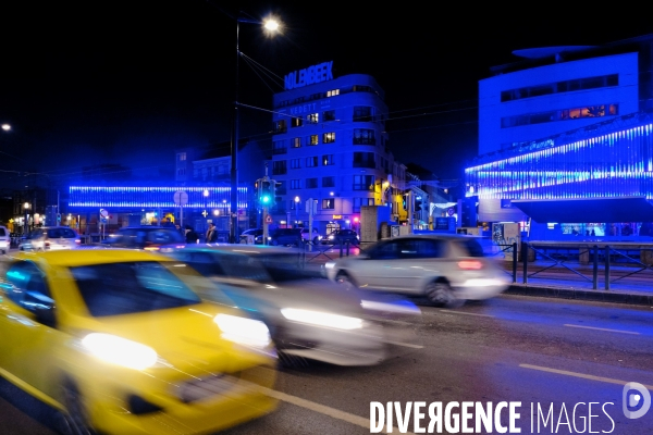 Bruxelles.Molenbeek.Installation lumineuse dans le cadre du festival Bright Brussels