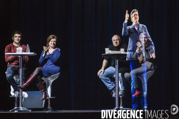 Meeting en hologramme de Jean-Luc Mélenchon à Aubervilliers