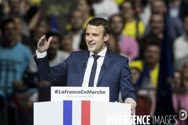Discours d Emmanuel Macron, le leader du mouvement En Marche! et candidat à l élection présidentielle de 2017, au palais des sports de Lyon.