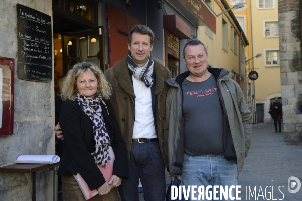 Yannick Jadot, candidat écologiste en visite à Grenoble