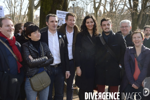 Yannick Jadot, candidat écologiste en visite à Grenoble