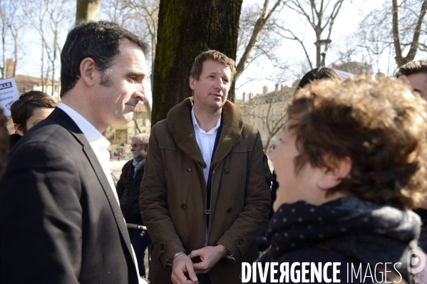 Yannick Jadot, candidat écologiste en visite à Grenoble