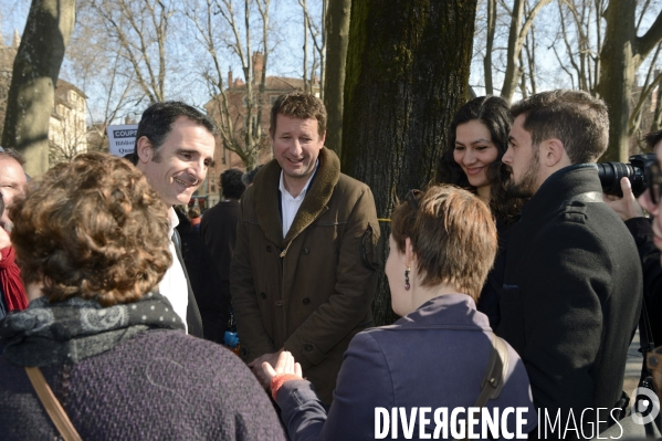 Yannick Jadot, candidat écologiste en visite à Grenoble