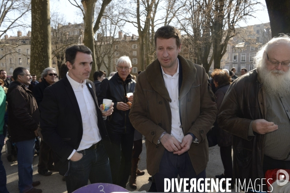 Yannick Jadot, candidat écologiste en visite à Grenoble