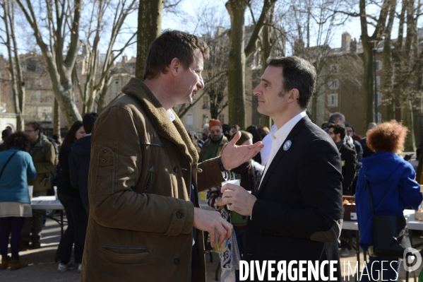 Yannick Jadot, candidat écologiste en visite à Grenoble