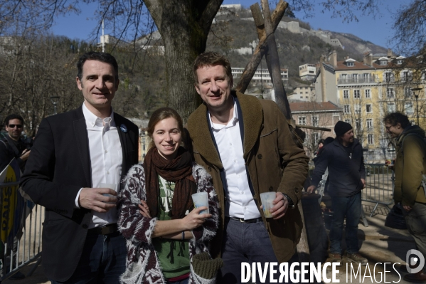 Yannick Jadot, candidat écologiste en visite à Grenoble