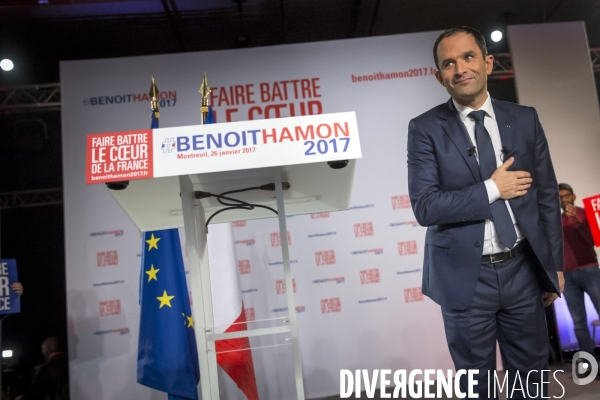 Benoît Hamon : meeting de campagne pour la primaire à Montreuil