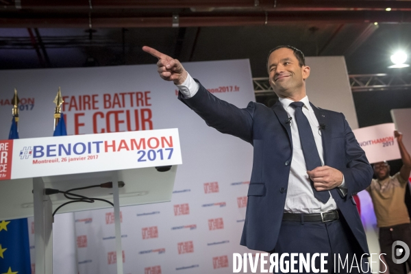 Benoît Hamon : meeting de campagne pour la primaire à Montreuil