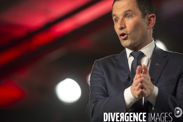 Benoît Hamon : meeting de campagne pour la primaire à Montreuil