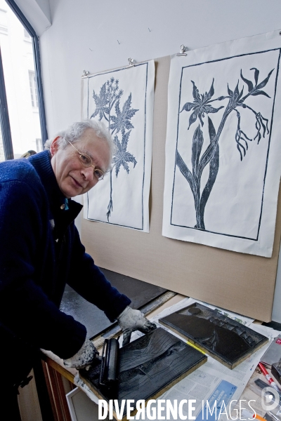 Illustration Fevrier2017.La Cour de l industrie.Portrait de Guillaume de La Chapelle, dans son atelier de gravure.