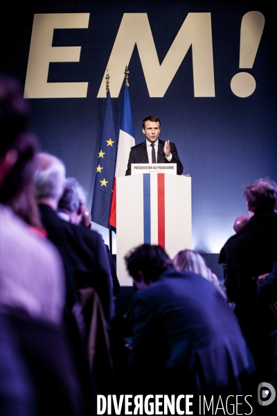 Emmanuel Macron a présenté son programme présidentiel le Jeudi 2 Mars au Pavillon Gabriel à Paris