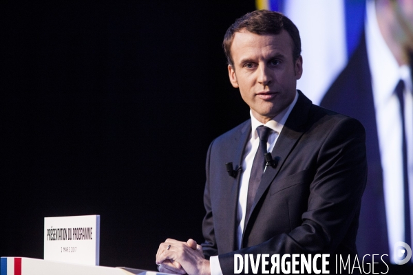 Emmanuel Macron a présenté son programme présidentiel le Jeudi 2 Mars au Pavillon Gabriel à Paris