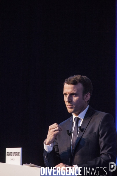 Emmanuel Macron a présenté son programme présidentiel le Jeudi 2 Mars au Pavillon Gabriel à Paris