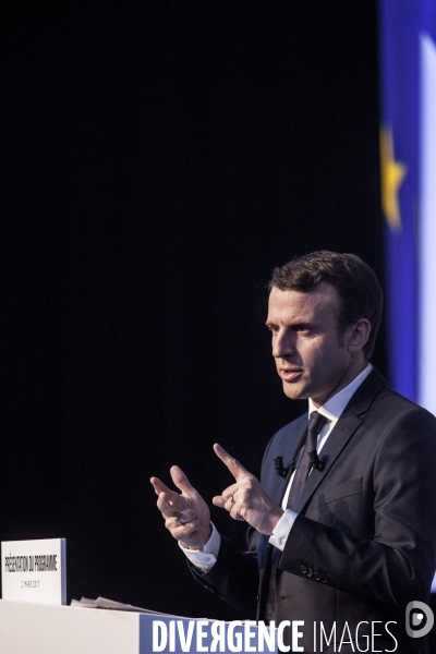 Emmanuel Macron a présenté son programme présidentiel le Jeudi 2 Mars au Pavillon Gabriel à Paris