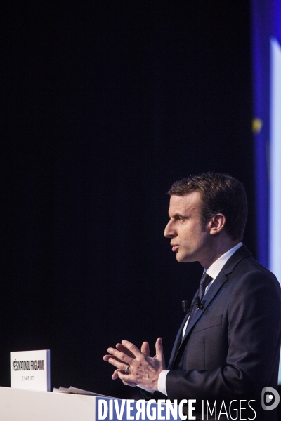 Emmanuel Macron a présenté son programme présidentiel le Jeudi 2 Mars au Pavillon Gabriel à Paris