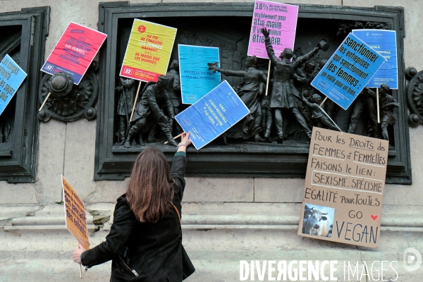 Le 8 mars journee internationale des femmes rassemblement place de la republique