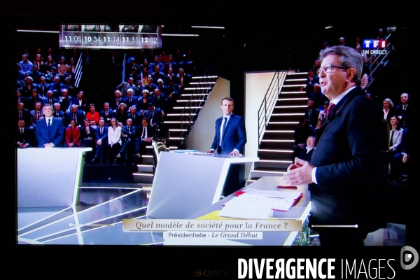 Photos d écran du 1er débat télévisé sur TF1 entre les cinq principaux candidats à l élection présidentielle de 2017