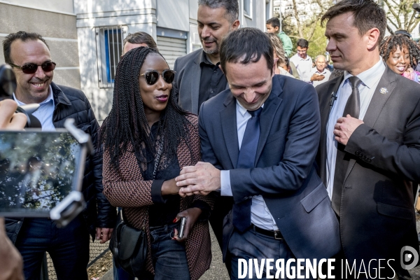 Benoît Hamon en campagne dans le Rhône