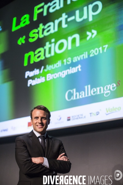Emmanuel Macron, candidat d En Marche!, clôture l édition du 2e Sommet des start-up de Challenges au Palais Brongniart