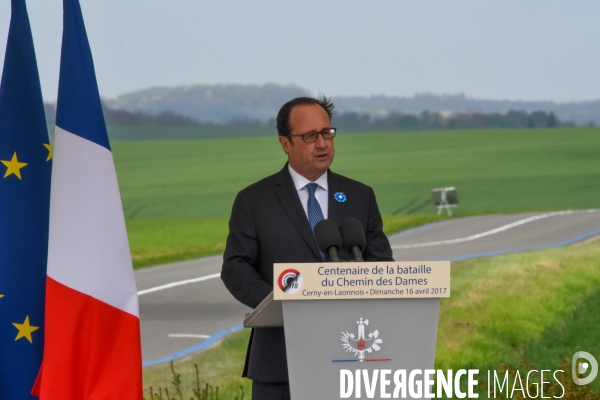François Hollande au Chemin des Dames